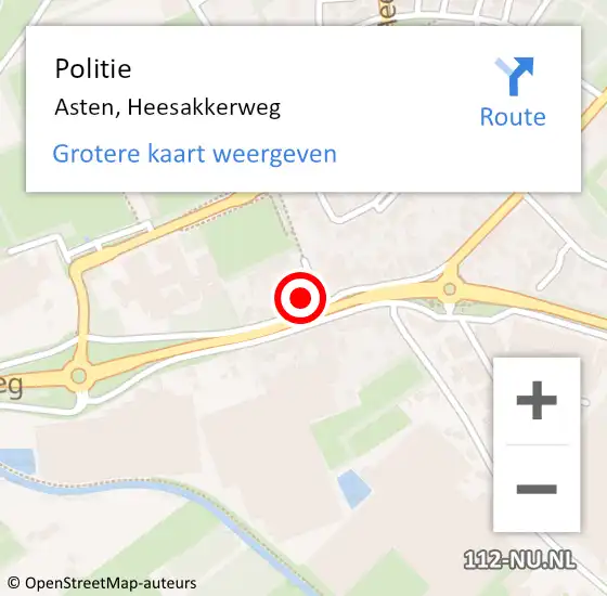 Locatie op kaart van de 112 melding: Politie Asten, Heesakkerweg op 2 juni 2023 16:52
