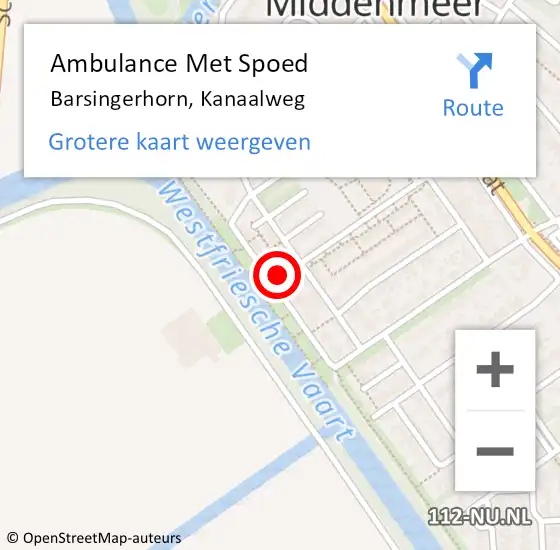 Locatie op kaart van de 112 melding: Ambulance Met Spoed Naar Barsingerhorn, Kanaalweg op 2 juni 2023 16:52