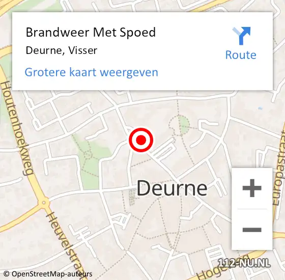 Locatie op kaart van de 112 melding: Brandweer Met Spoed Naar Deurne, Visser op 2 juni 2023 16:54