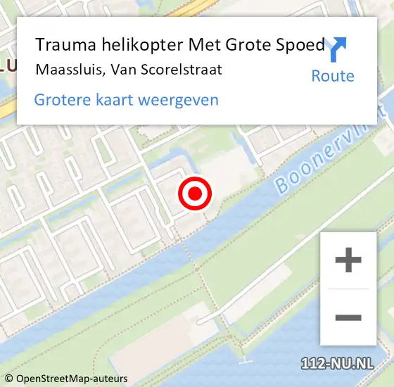 Locatie op kaart van de 112 melding: Trauma helikopter Met Grote Spoed Naar Maassluis, Van Scorelstraat op 2 juni 2023 17:17