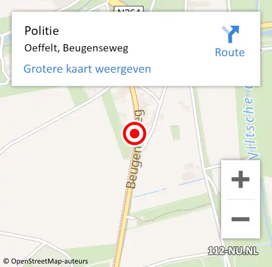 Locatie op kaart van de 112 melding: Politie Oeffelt, Beugenseweg op 27 augustus 2014 15:15