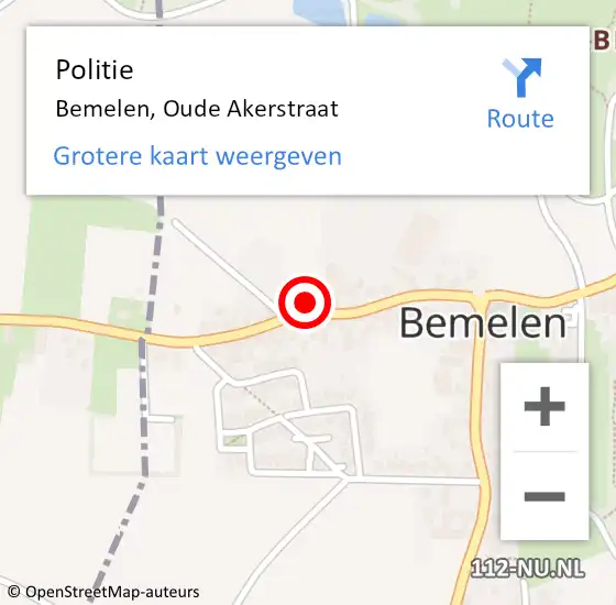 Locatie op kaart van de 112 melding: Politie Bemelen, Oude Akerstraat op 2 juni 2023 17:24