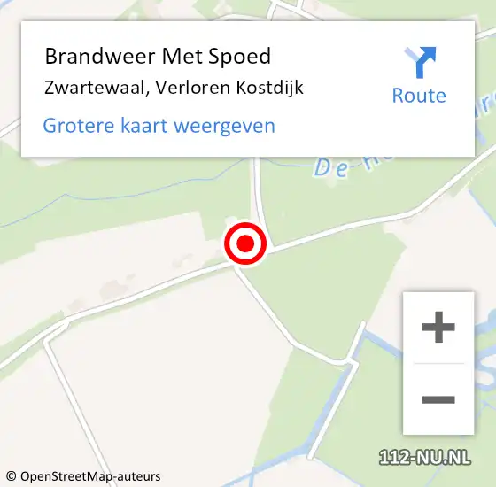 Locatie op kaart van de 112 melding: Brandweer Met Spoed Naar Zwartewaal, Verloren Kostdijk op 2 juni 2023 17:31