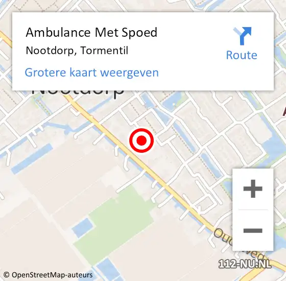 Locatie op kaart van de 112 melding: Ambulance Met Spoed Naar Nootdorp, Tormentil op 2 juni 2023 17:44