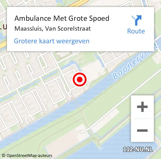 Locatie op kaart van de 112 melding: Ambulance Met Grote Spoed Naar Maassluis, Van Scorelstraat op 2 juni 2023 17:44