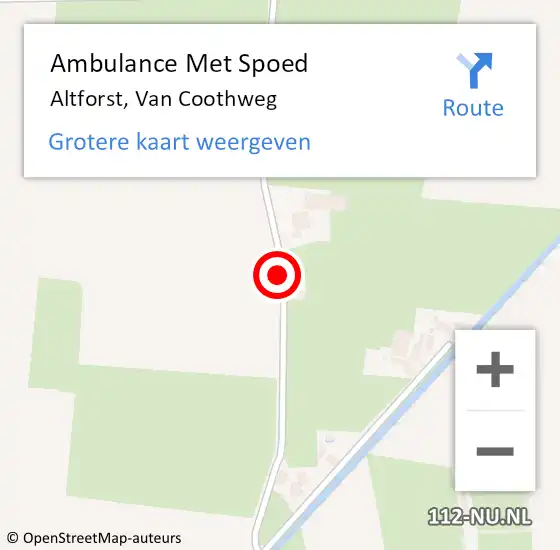 Locatie op kaart van de 112 melding: Ambulance Met Spoed Naar Altforst, Van Coothweg op 27 augustus 2014 15:18