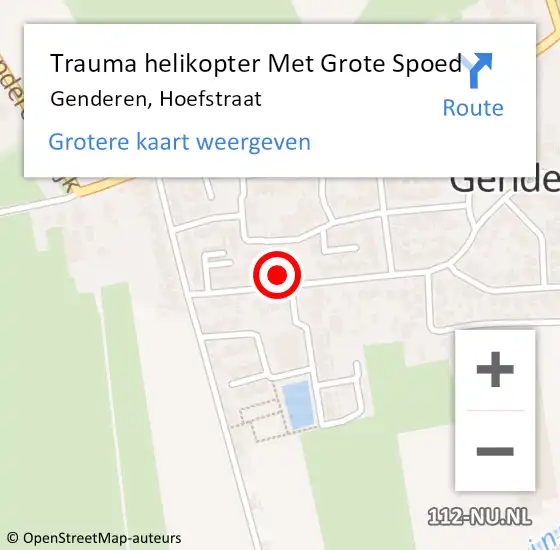 Locatie op kaart van de 112 melding: Trauma helikopter Met Grote Spoed Naar Genderen, Hoefstraat op 2 juni 2023 17:53