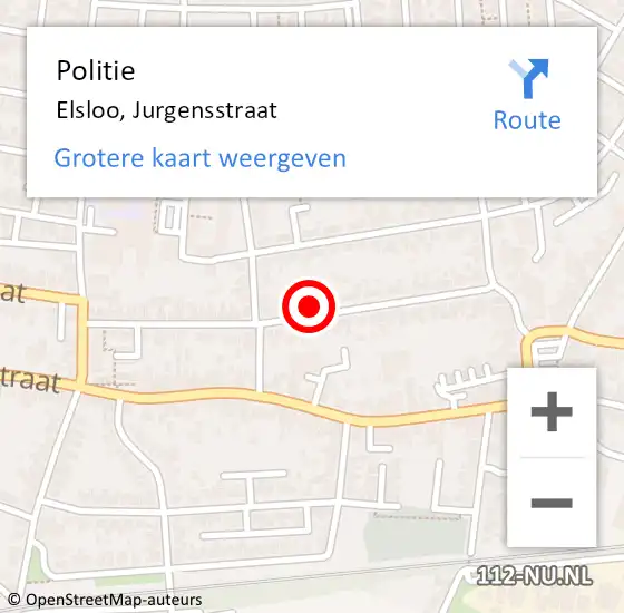 Locatie op kaart van de 112 melding: Politie Elsloo, Jurgensstraat op 2 juni 2023 18:05