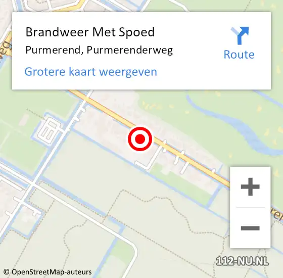 Locatie op kaart van de 112 melding: Brandweer Met Spoed Naar Purmerend, Purmerenderweg op 2 juni 2023 18:12