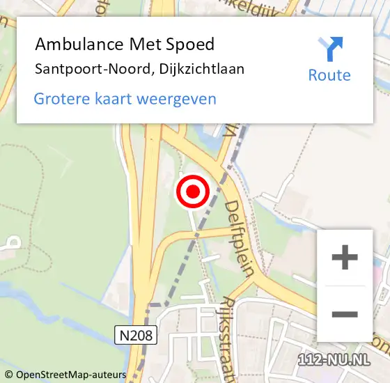 Locatie op kaart van de 112 melding: Ambulance Met Spoed Naar Santpoort-Noord, Dijkzichtlaan op 2 juni 2023 18:24