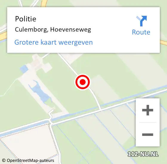 Locatie op kaart van de 112 melding: Politie Culemborg, Hoevenseweg op 12 oktober 2013 21:10