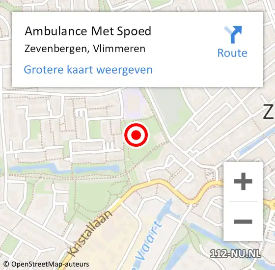 Locatie op kaart van de 112 melding: Ambulance Met Spoed Naar Zevenbergen, Vlimmeren op 27 augustus 2014 15:22