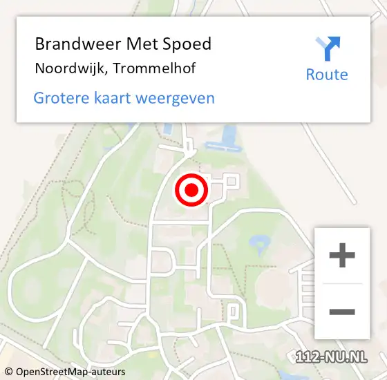 Locatie op kaart van de 112 melding: Brandweer Met Spoed Naar Noordwijk, Trommelhof op 2 juni 2023 18:31