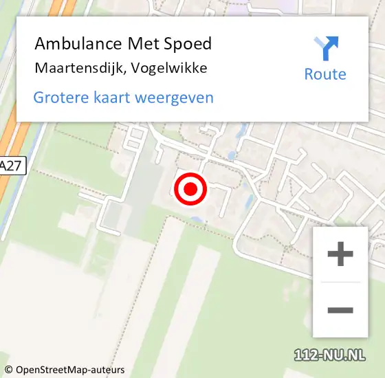 Locatie op kaart van de 112 melding: Ambulance Met Spoed Naar Maartensdijk, Vogelwikke op 27 augustus 2014 15:24