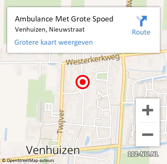 Locatie op kaart van de 112 melding: Ambulance Met Grote Spoed Naar Venhuizen, Nieuwstraat op 2 juni 2023 19:30