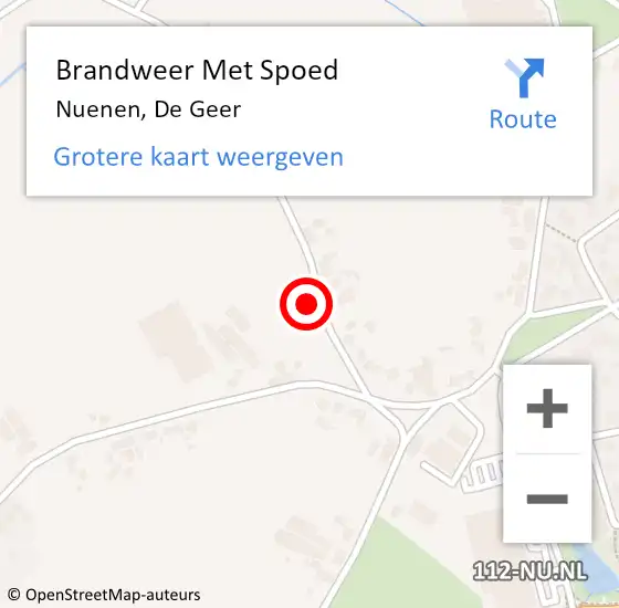 Locatie op kaart van de 112 melding: Brandweer Met Spoed Naar Nuenen, De Geer op 2 juni 2023 19:43