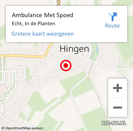 Locatie op kaart van de 112 melding: Ambulance Met Spoed Naar Echt, In de Planten op 2 juni 2023 19:55