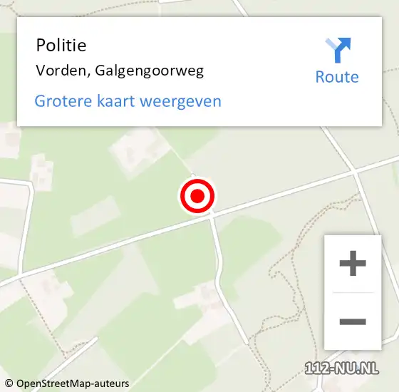 Locatie op kaart van de 112 melding: Politie Vorden, Galgengoorweg op 2 juni 2023 20:19