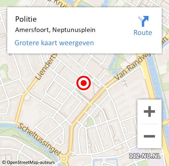Locatie op kaart van de 112 melding: Politie Amersfoort, Neptunusplein op 2 juni 2023 20:40