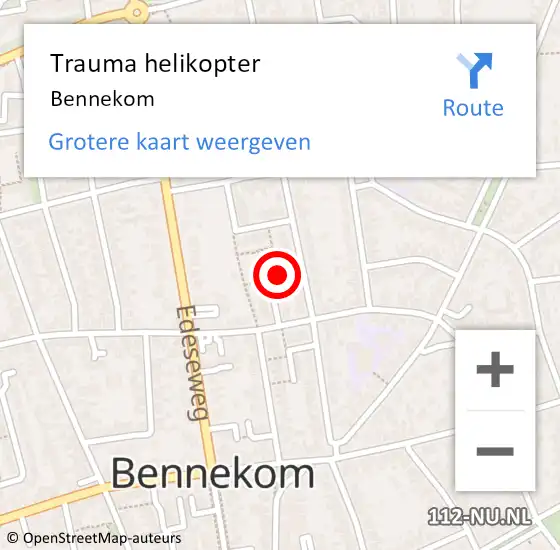 Locatie op kaart van de 112 melding: Trauma helikopter Bennekom op 2 juni 2023 21:07