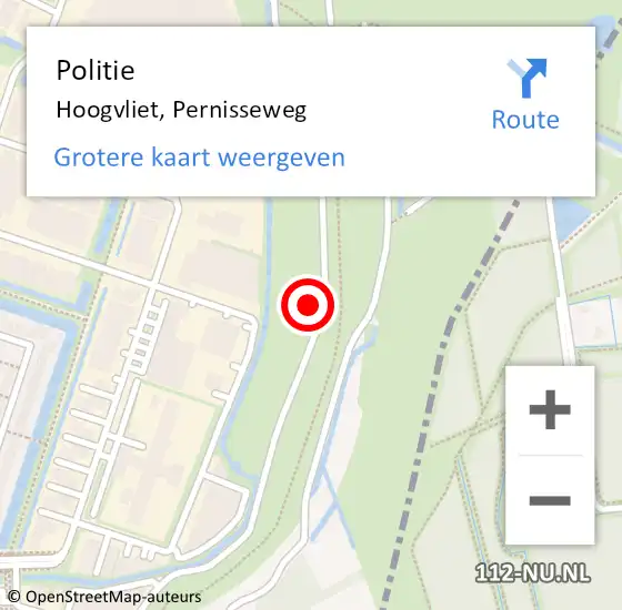 Locatie op kaart van de 112 melding: Politie Hoogvliet, Pernisseweg op 2 juni 2023 21:46
