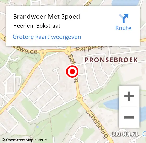 Locatie op kaart van de 112 melding: Brandweer Met Spoed Naar Heerlen, Bokstraat op 2 juni 2023 21:51