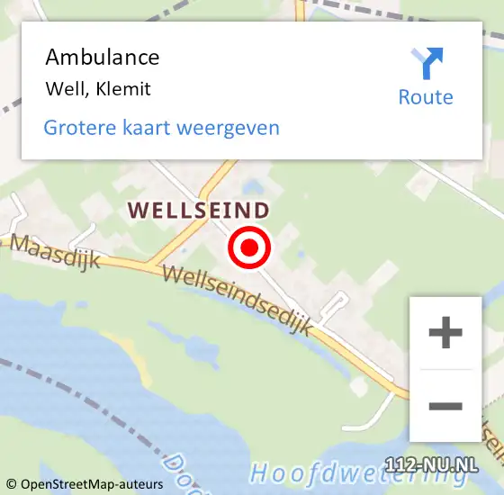 Locatie op kaart van de 112 melding: Ambulance Well, Klemit op 27 augustus 2014 15:41