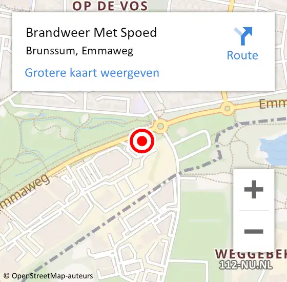 Locatie op kaart van de 112 melding: Brandweer Met Spoed Naar Brunssum, Emmaweg op 2 juni 2023 22:12