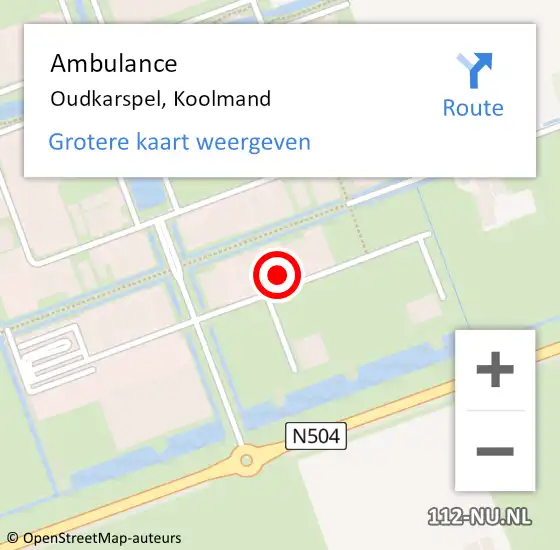 Locatie op kaart van de 112 melding: Ambulance Oudkarspel, Koolmand op 2 juni 2023 22:36