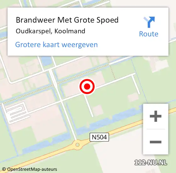 Locatie op kaart van de 112 melding: Brandweer Met Grote Spoed Naar Oudkarspel, Koolmand op 2 juni 2023 22:38