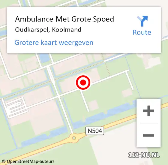 Locatie op kaart van de 112 melding: Ambulance Met Grote Spoed Naar Oudkarspel, Koolmand op 2 juni 2023 22:39