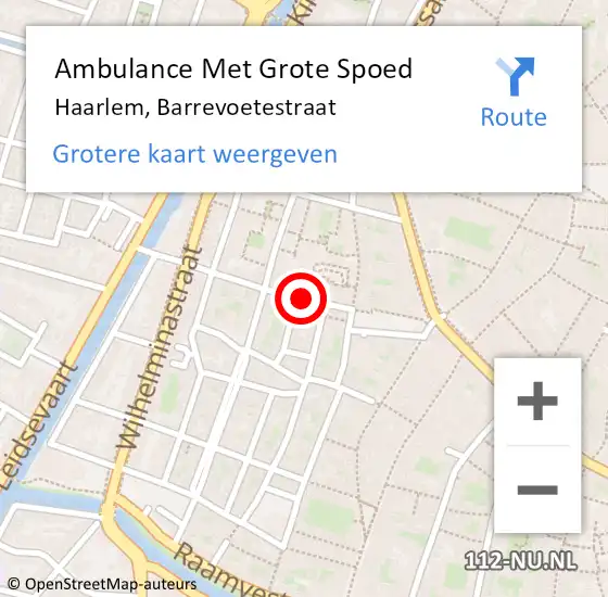 Locatie op kaart van de 112 melding: Ambulance Met Grote Spoed Naar Haarlem, Barrevoetestraat op 2 juni 2023 22:40