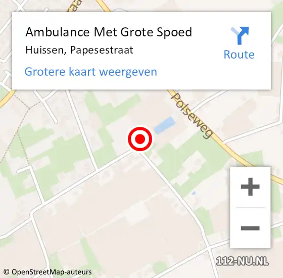 Locatie op kaart van de 112 melding: Ambulance Met Grote Spoed Naar Huissen, Papesestraat op 27 augustus 2014 15:44