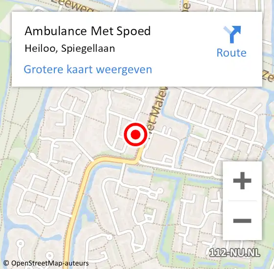 Locatie op kaart van de 112 melding: Ambulance Met Spoed Naar Heiloo, Spiegellaan op 2 juni 2023 23:06
