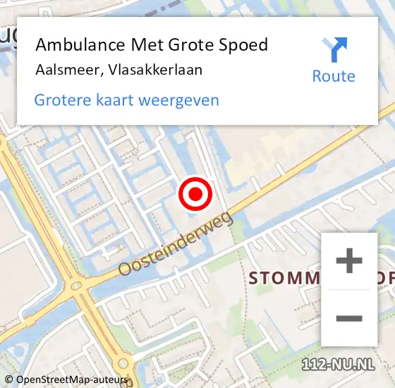 Locatie op kaart van de 112 melding: Ambulance Met Grote Spoed Naar Aalsmeer, Vlasakkerlaan op 2 juni 2023 23:19