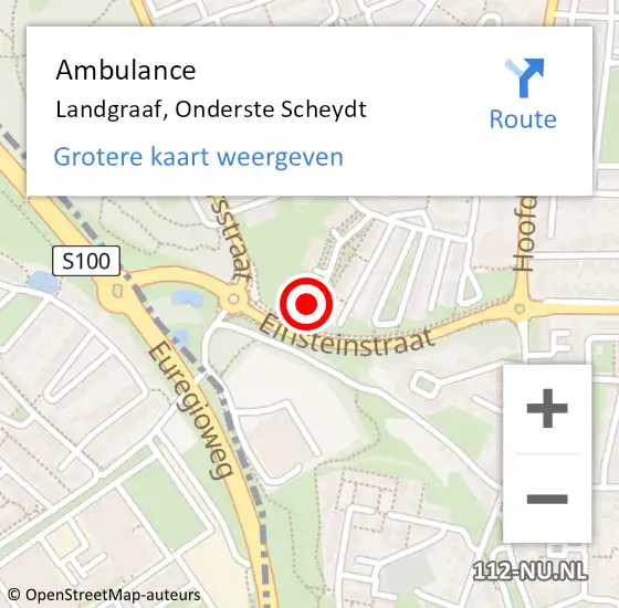 Locatie op kaart van de 112 melding: Ambulance Landgraaf, Onderste Scheydt op 27 augustus 2014 15:46