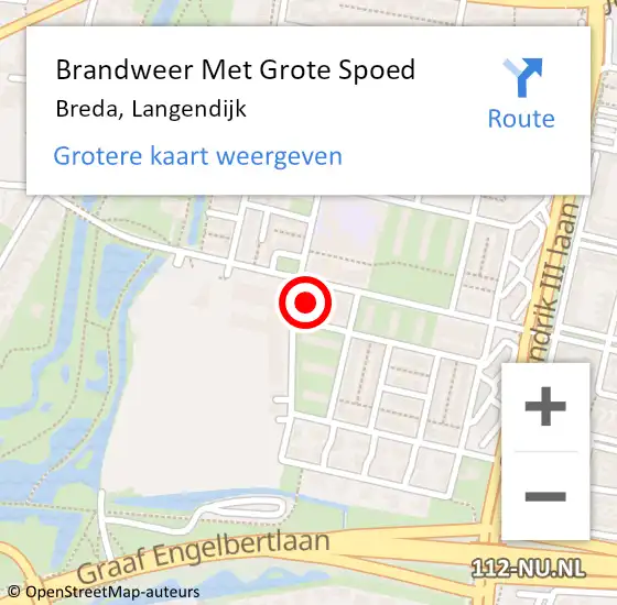 Locatie op kaart van de 112 melding: Brandweer Met Grote Spoed Naar Breda, Langendijk op 2 juni 2023 23:37