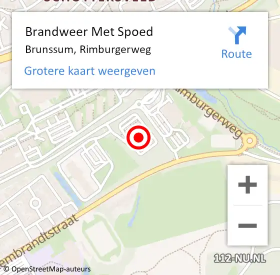 Locatie op kaart van de 112 melding: Brandweer Met Spoed Naar Brunssum, Rimburgerweg op 2 juni 2023 23:42