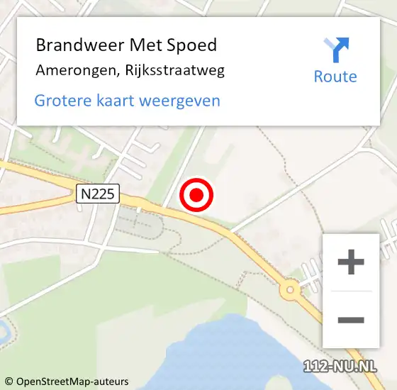 Locatie op kaart van de 112 melding: Brandweer Met Spoed Naar Amerongen, Rijksstraatweg op 2 juni 2023 23:58