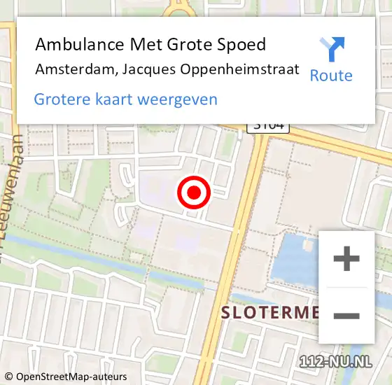 Locatie op kaart van de 112 melding: Ambulance Met Grote Spoed Naar Amsterdam, Jacques Oppenheimstraat op 3 juni 2023 00:07