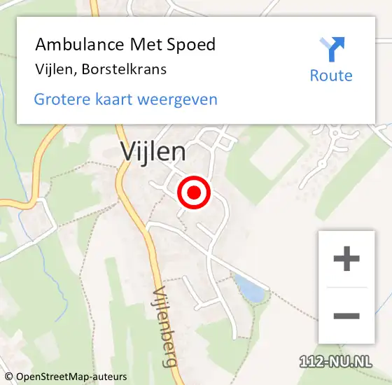 Locatie op kaart van de 112 melding: Ambulance Met Spoed Naar Vijlen, Borstelkrans op 27 augustus 2014 15:48