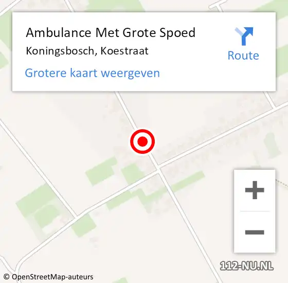 Locatie op kaart van de 112 melding: Ambulance Met Grote Spoed Naar Koningsbosch, Koestraat op 27 augustus 2014 15:49