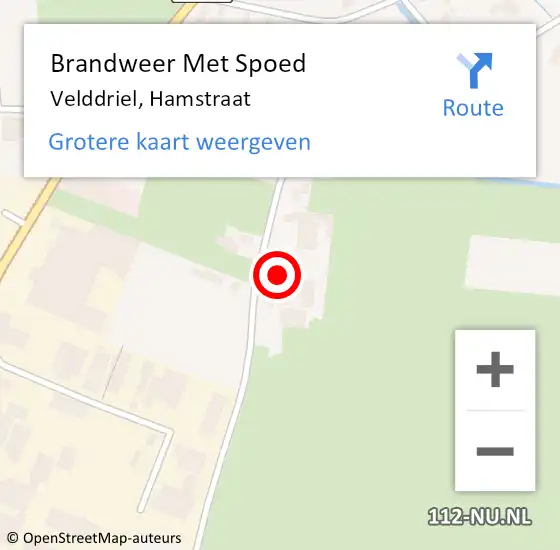 Locatie op kaart van de 112 melding: Brandweer Met Spoed Naar Velddriel, Hamstraat op 3 juni 2023 01:31