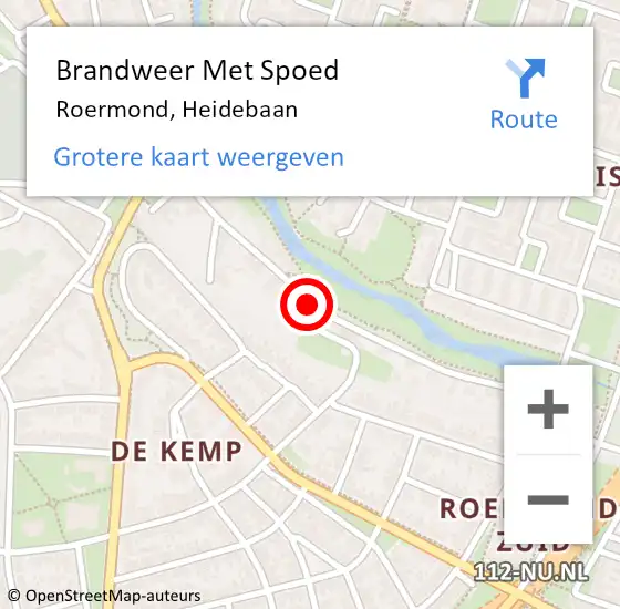 Locatie op kaart van de 112 melding: Brandweer Met Spoed Naar Roermond, Heidebaan op 3 juni 2023 01:42