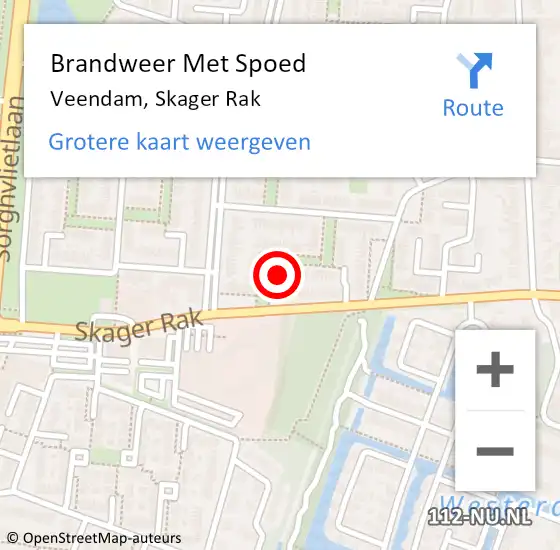 Locatie op kaart van de 112 melding: Brandweer Met Spoed Naar Veendam, Skager Rak op 3 juni 2023 02:41