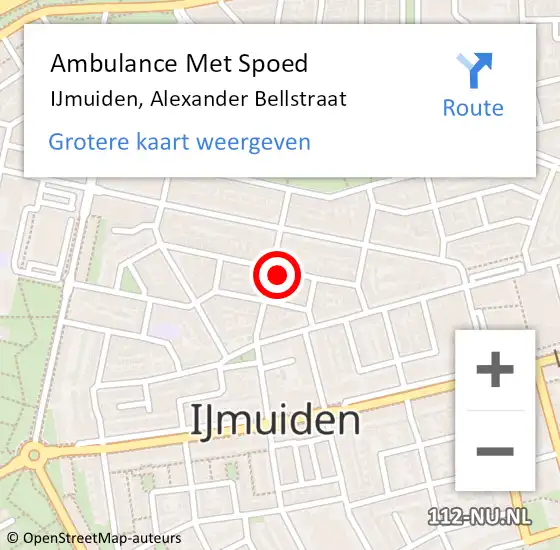 Locatie op kaart van de 112 melding: Ambulance Met Spoed Naar IJmuiden, Alexander Bellstraat op 3 juni 2023 03:15