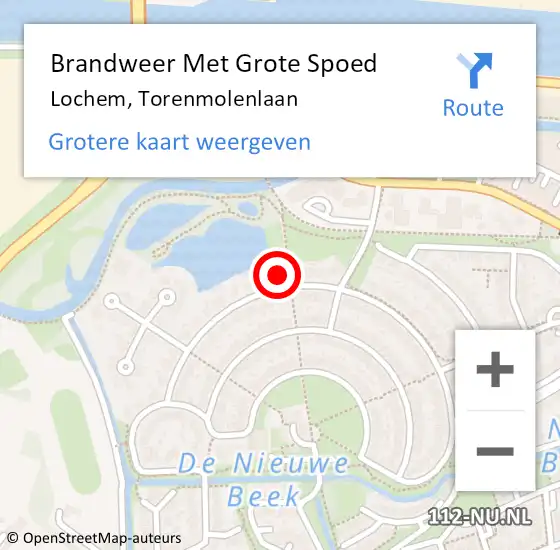 Locatie op kaart van de 112 melding: Brandweer Met Grote Spoed Naar Lochem, Torenmolenlaan op 27 augustus 2014 15:59