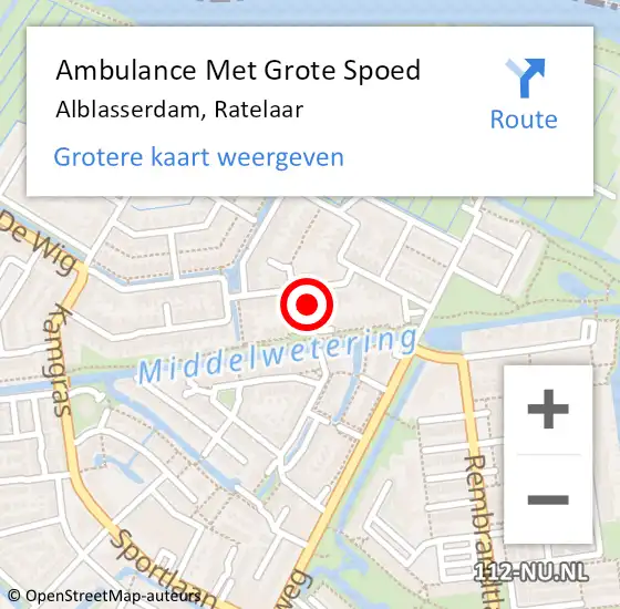 Locatie op kaart van de 112 melding: Ambulance Met Grote Spoed Naar Alblasserdam, Ratelaar op 3 juni 2023 03:55