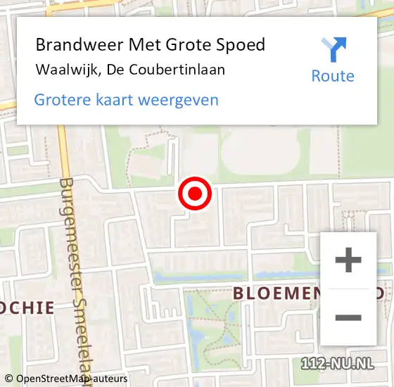 Locatie op kaart van de 112 melding: Brandweer Met Grote Spoed Naar Waalwijk, De Coubertinlaan op 3 juni 2023 03:57