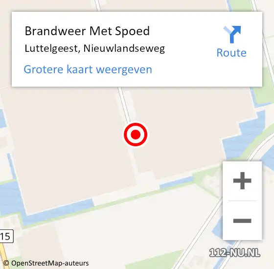 Locatie op kaart van de 112 melding: Brandweer Met Spoed Naar Luttelgeest, Nieuwlandseweg op 3 juni 2023 04:50